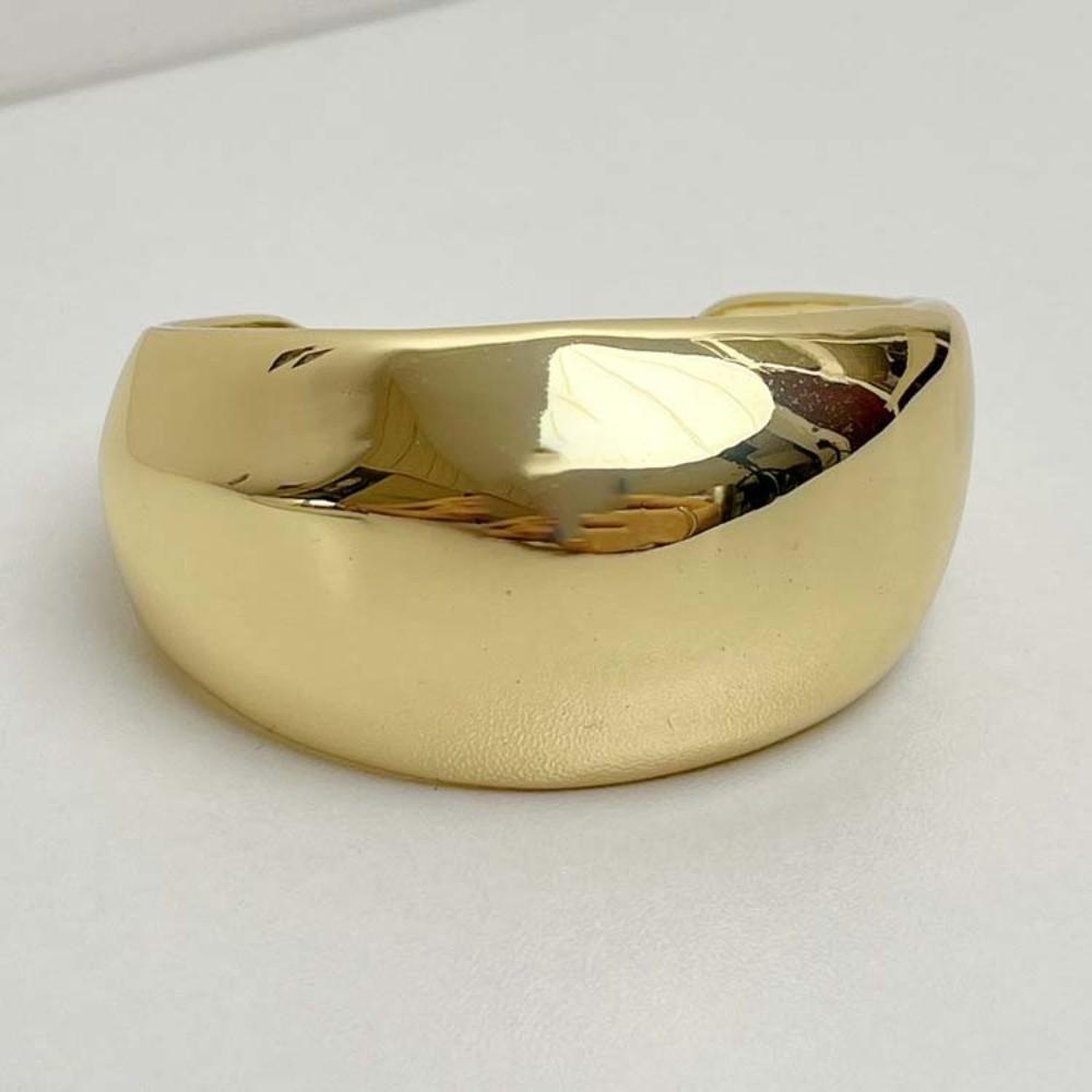 Glossy Surface Curve Wide Open Bangle Exaggerated Women's Wrist Jewelry  Festival Gifts