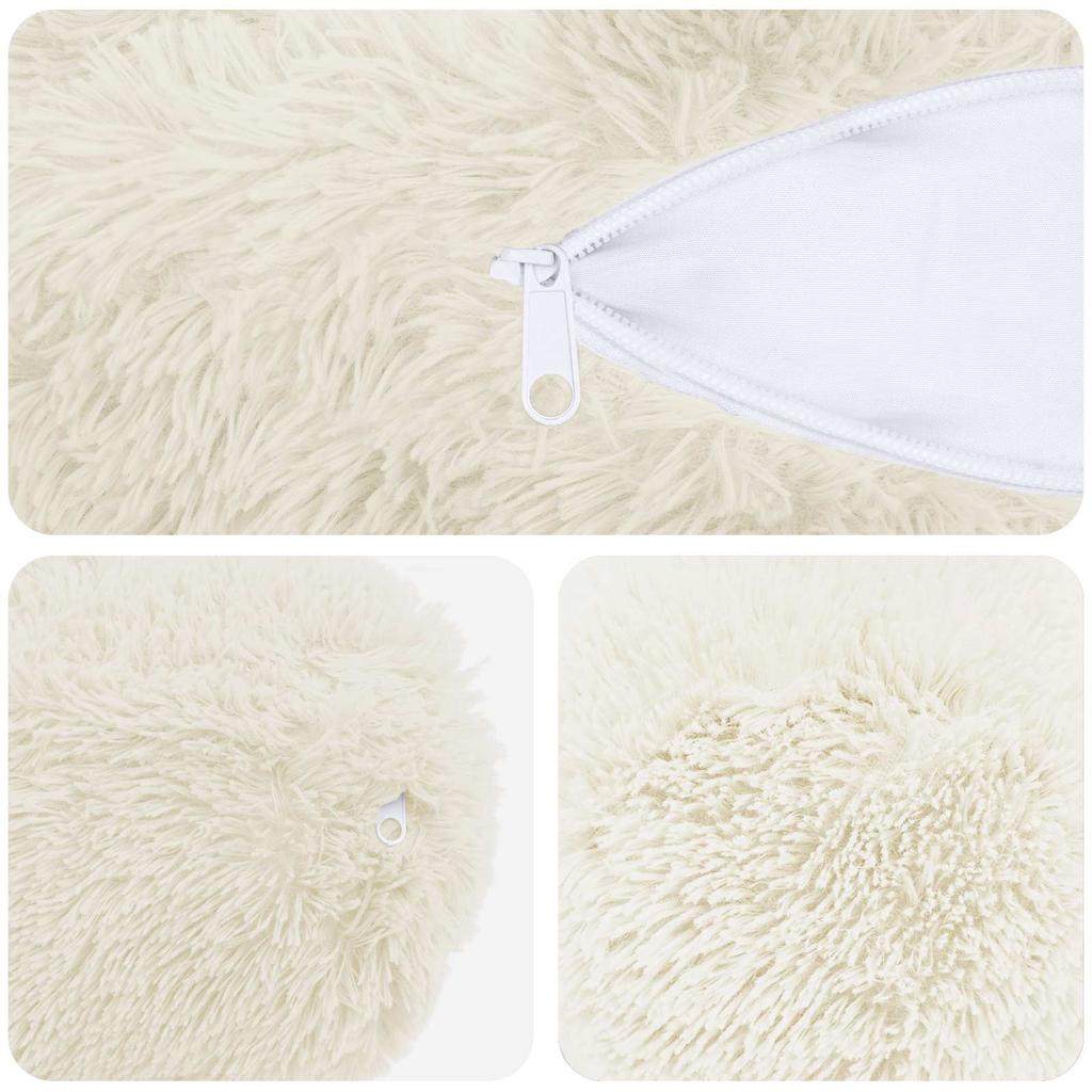 Cushion with Insert HEERLEN 2 Pcs White PV Fleece