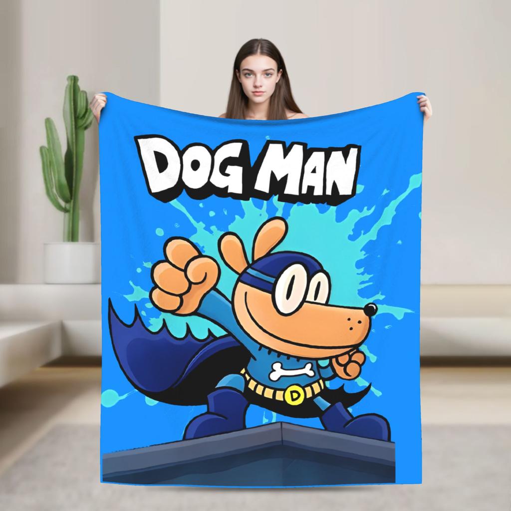 Dog Man Dogman Film Strip Boek Dekentje Cartoon Flanel Vintage Warm Plaid voor Dekbed Lente/Herfst