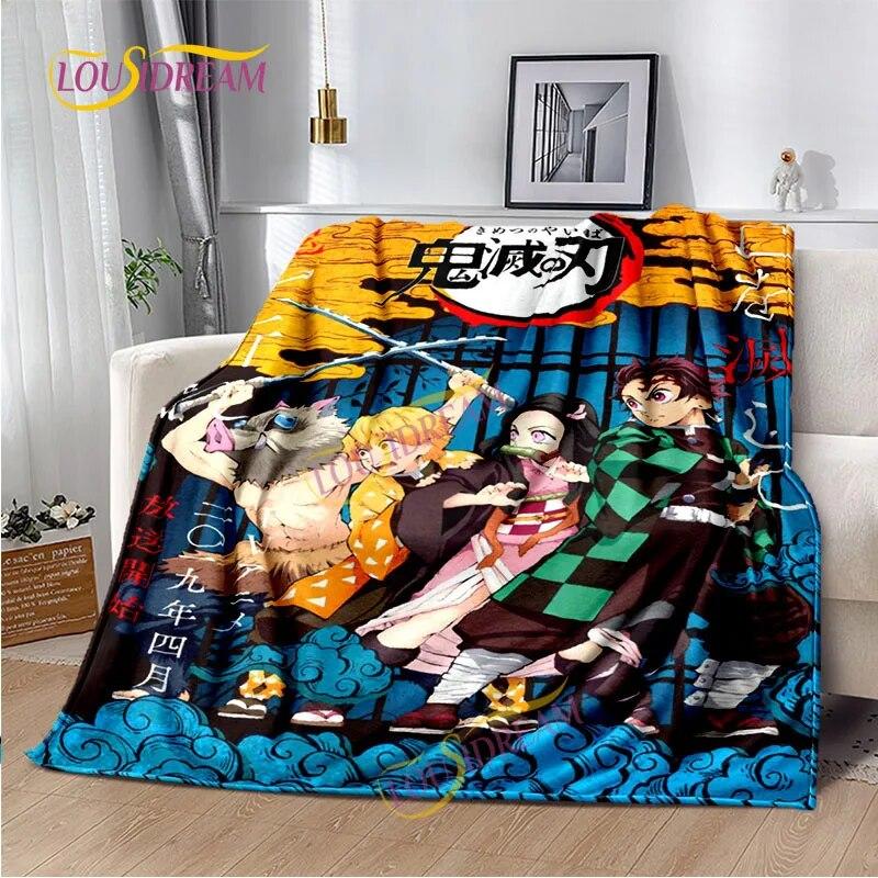 Japanese Cartoon Series Blanket Living Room Bed Sofa Travel 3D Demon Slayer Blanket Cartoon Home Office Hiking Gift