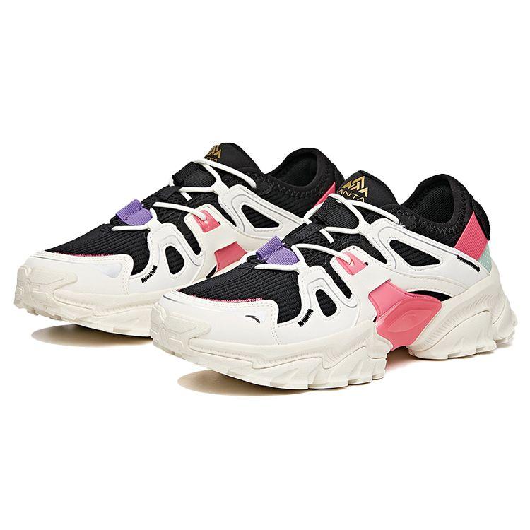 Anta Outdoor Series Low-Top Sports Shoes Women Sneakers White Black Pink 122016601-4