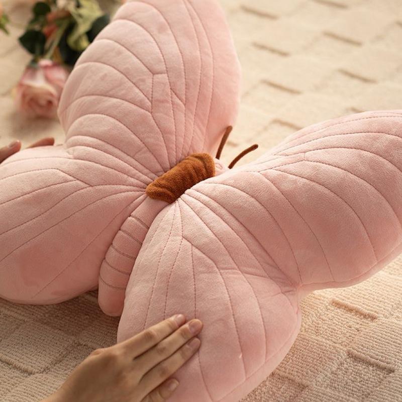 New Butterfly Pillow Throwing Pad Short Plush Cushion Cute Girl Pink Toy for Bedroom Sofa Home Decoration Home Textile Cushion