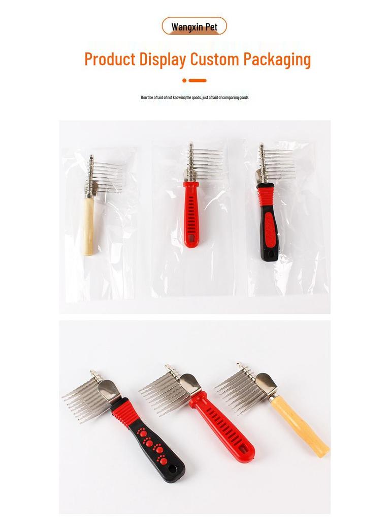 Pet Hair Removal Brush & Flea Comb with Stainless Steel Needles for Cats & Dogs