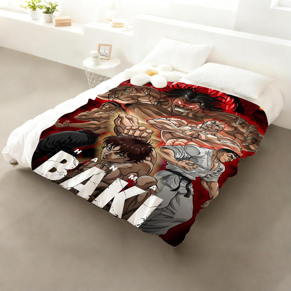 Anime Hanma Baki Throw Flannel Throw Blanket: Soft Kid-Friendly Warm Anti-Static All Season Washable Couch Bed Home