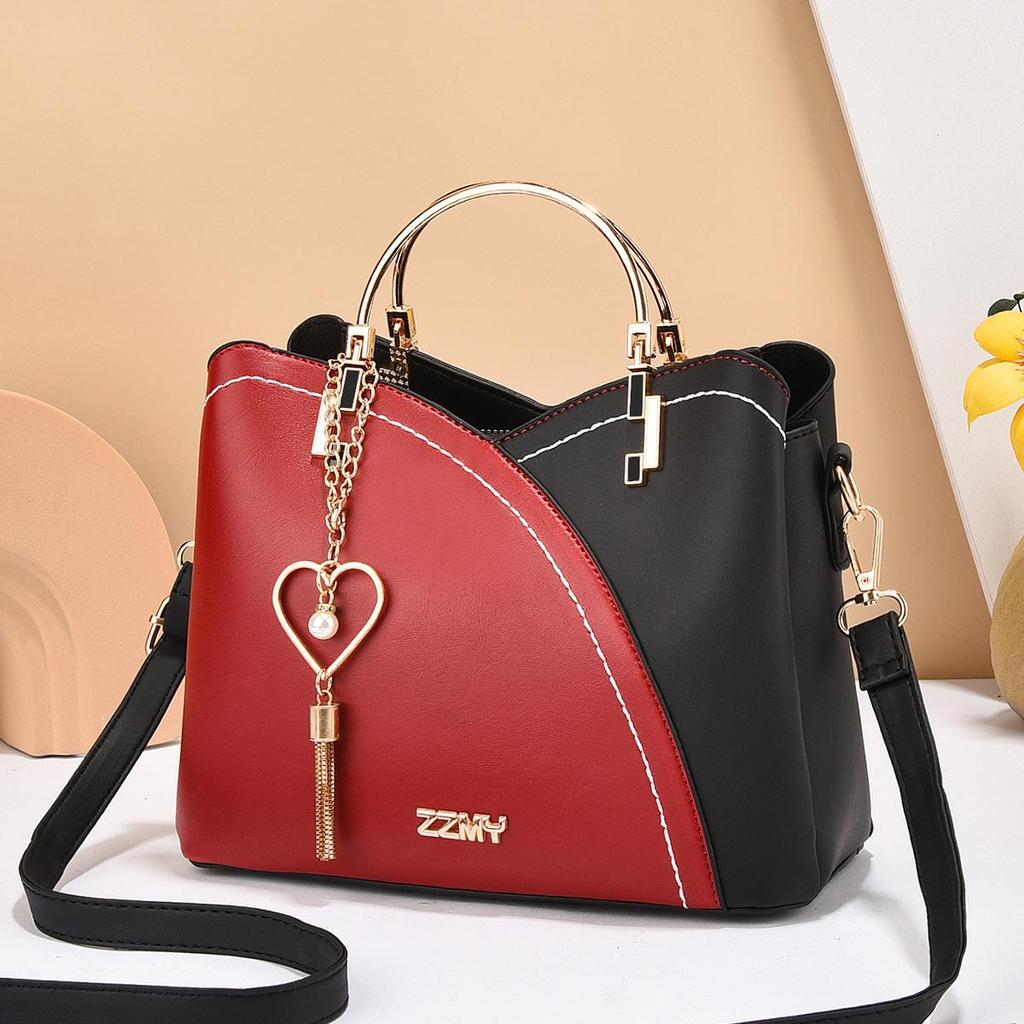 2025 Women's Trendy Korean Style Color Block Handbag, Large Capacity Single Shoulder Crossbody Bag