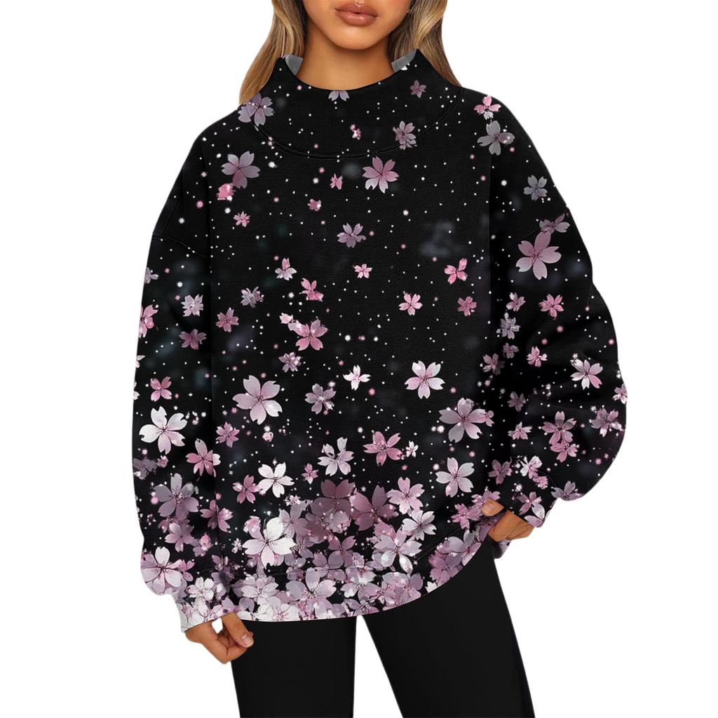 Mock Neck Sweatshirt Women Fall Comfort Oversized Sweatshirt Dressy Pullover Sweatshirts No Hood Cozy Turtleneck Tops