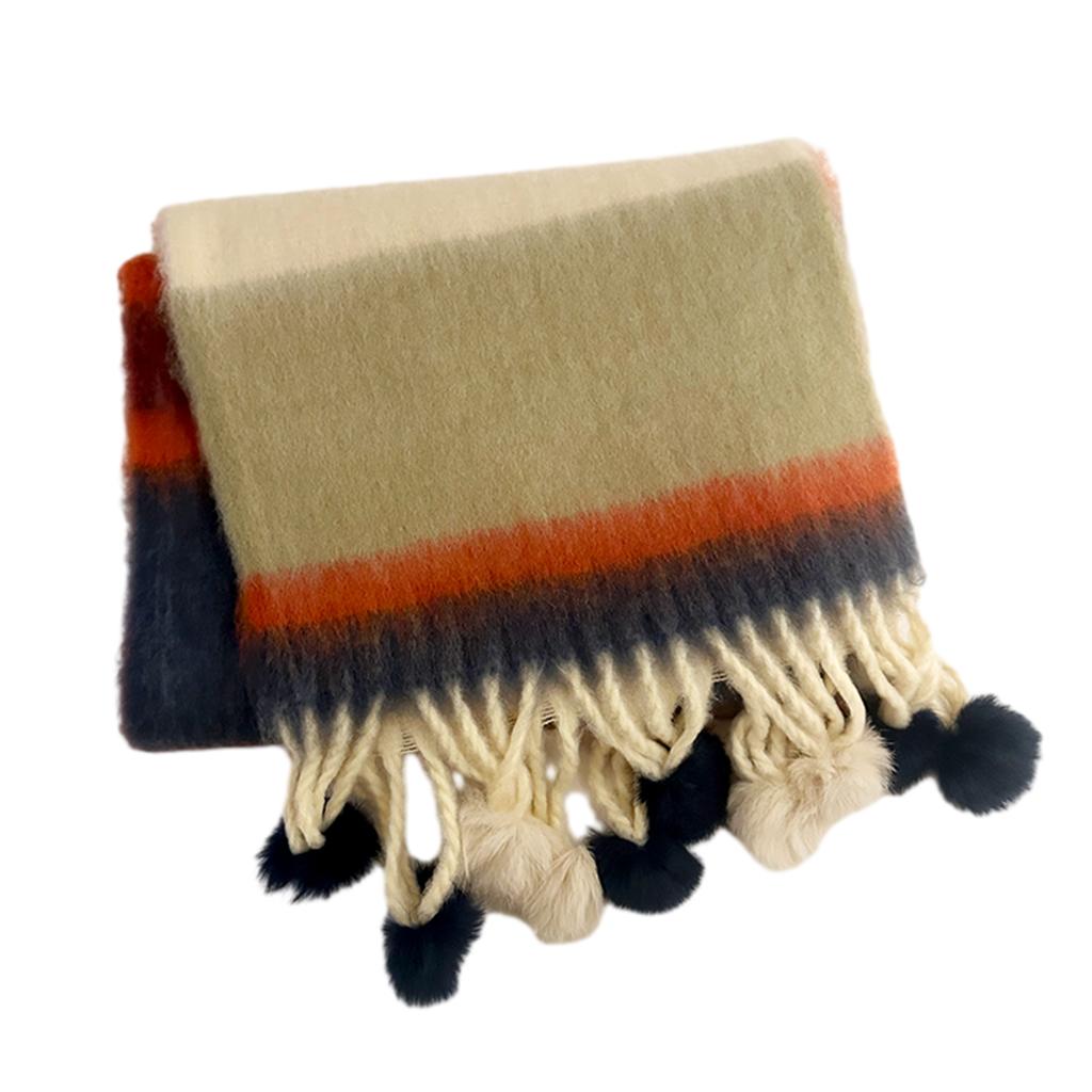Tassels Rainbow Scarf Warm Shawl Cashmere Like Long Scarf Girls Winter Shawl Neck Wrap Scarf Cold Weather Neck Scarves