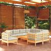 Day and Night - Day and Night Garden Furniture 10 Pieces and Cushions Solid Cream Pine Wood