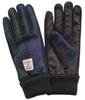 Sleeping Sheep Harris Tweed Gloves with Knit Gusset for Easy On and Warm Knit Cowhide Faux Suede Knit Case Free Size Knit Gusset Compatible with Black
