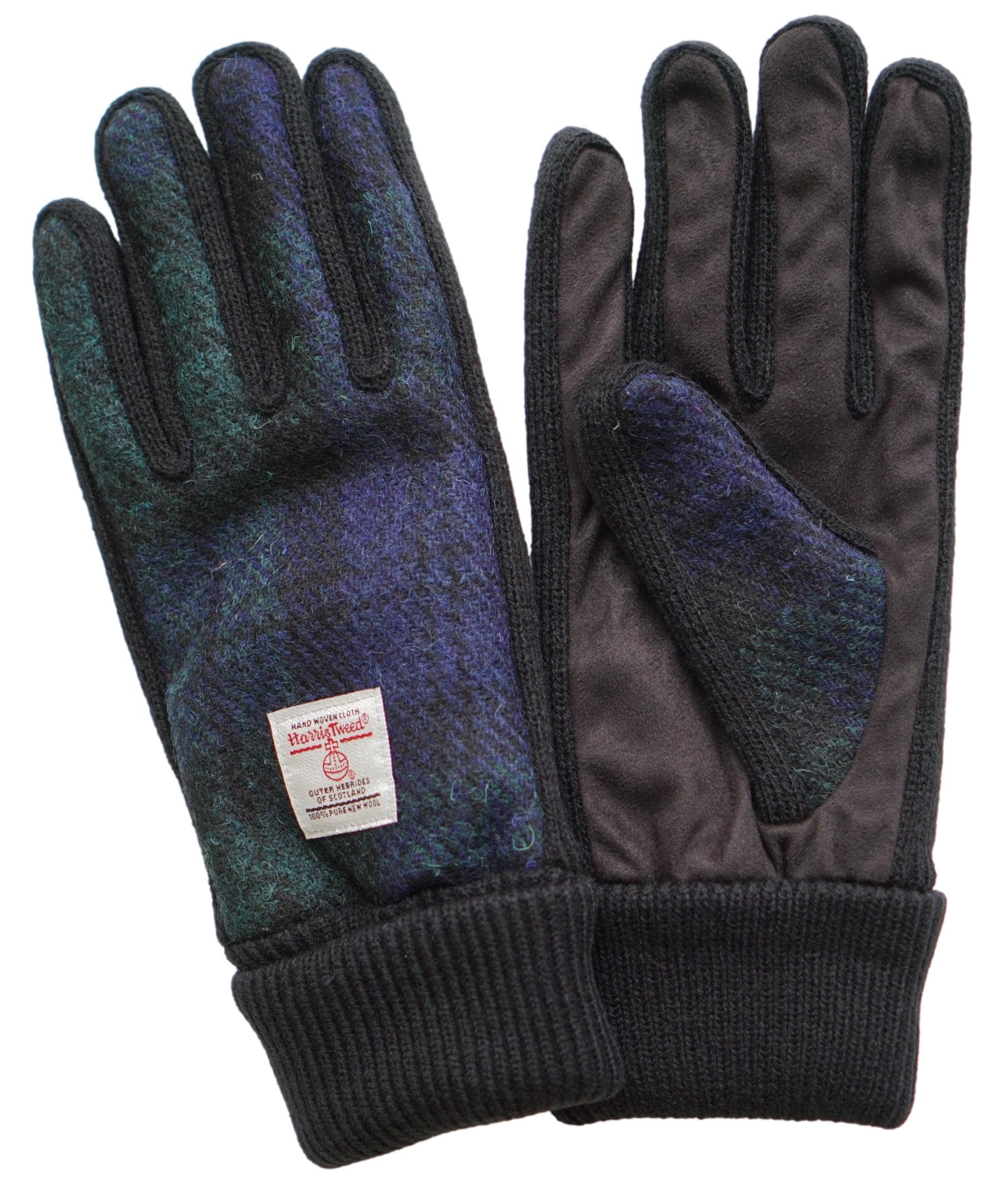 

Перчатки Sleeping Sheep Harris Tweed с вязаной вставкой для легкого надевания и тепла, вязаные, из коровьей кожи, с искусственной замшей, вязаный чехол, универсальный размер, вязаная вставка, совместимы с черным