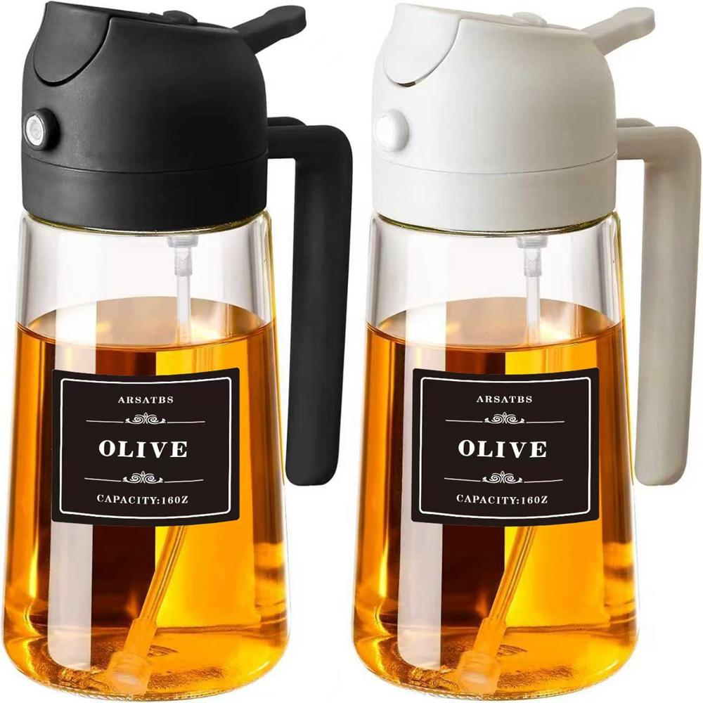 16oz/470ml Olive Oil Dispenser Bottle for Kitchen with Stickers,Gadgets and Air Fryer Accessories,Olive Oil Sprayer for Cooking
