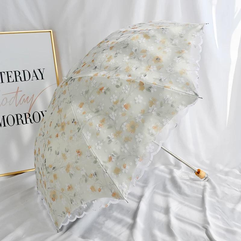 Umbrella Lace Sun Umbrella Female Embroider Sun Protection UV Protection Sun Umbrella Retro Style Princess Umbrella Sunny and Rain Dual-Use