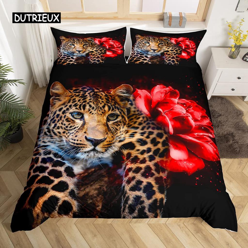 3D Rose Duvet Cover Set Queen Microfiber Red and White Floral Bedding Set Romantic Flowers Comforter Cover Valentine's Day Gift