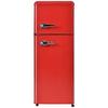 Mini Fridge 92L Retro Refrigerator LED Light Large Capacity Silver Color Handle Adjustable Temperature Sealed Adhesive Tape Red Dual Zone Kitchen