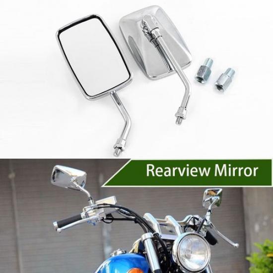 Pair For Honda VTX1300 VTX1800 Motorcycle Rectangle Rearview Mirrors Chrome 10mm