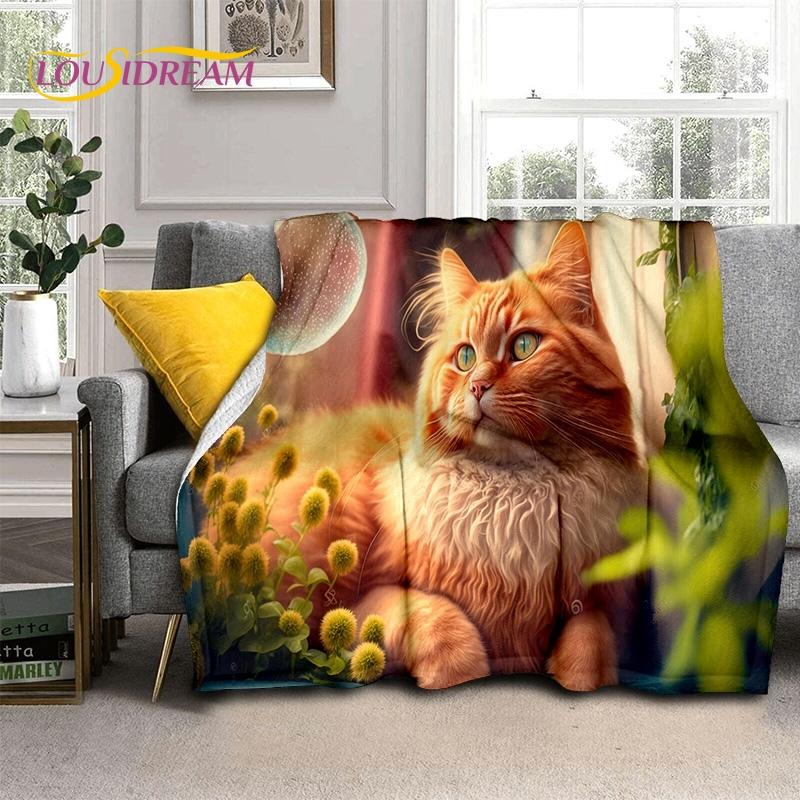 Gato persa 3D, gato de chita fofo, cobertores macios de desenho animado Ragdoll, cobertor para manter aquecido para camas de piquenique, sofá, casa, quarto, presente para criança