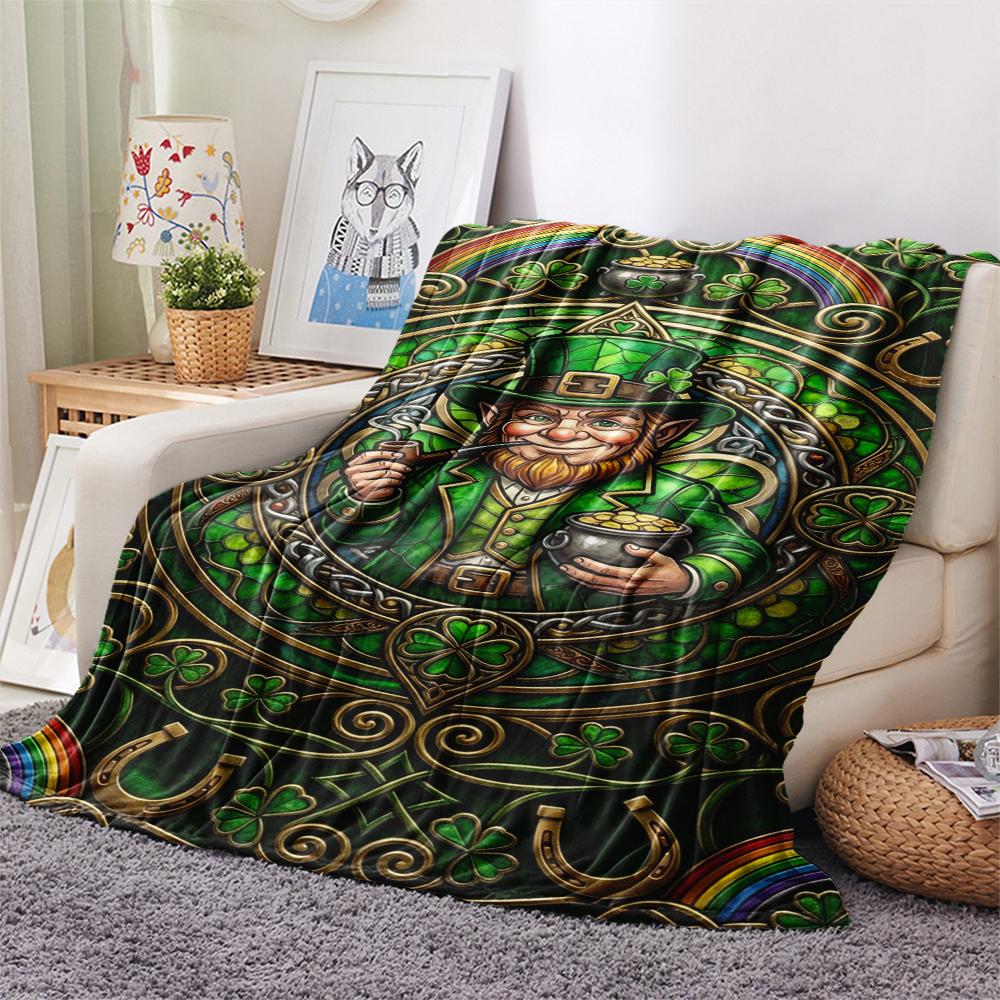 1 Stück St. Patrick's Day Motiv Flanelldecke, Hohe Qualität, Bequem für alle Jahreszeiten, Heimdekoration, Wärme und Komfort, Perfekt für Weihnachtsgeschenke W71