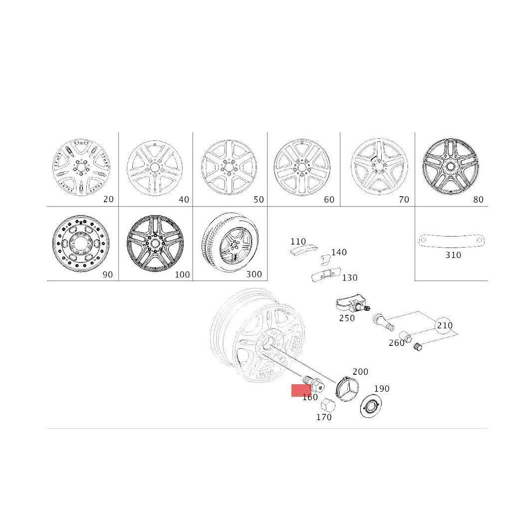 Mercedes-Benz ML/W164 Tire Bolt Accessory #0009905307