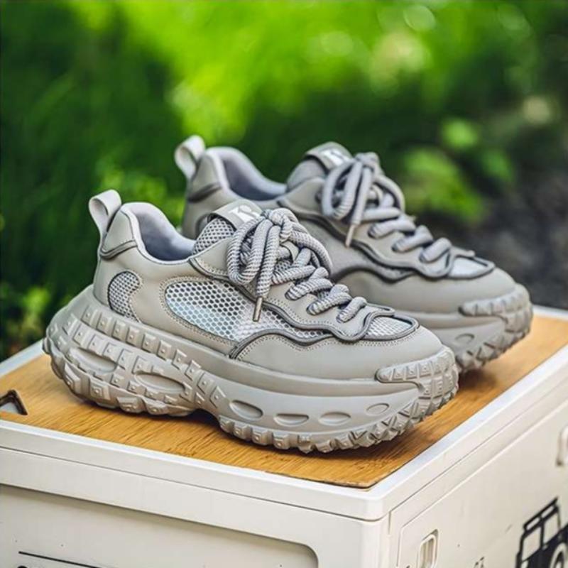 Men's Spring Shoes Tire Sole Mesh Height-enhancing Dad Shoes Summer Versatile Casual Sports Shoes