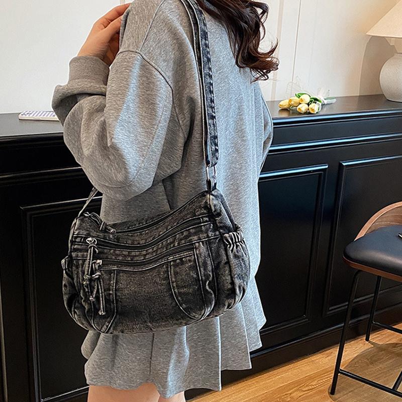 Retro Denim Single Shoulder Bag Women's Crossbody Commuter Tote Bag Casual Versatile Daily City Simple Style Messenger Bag