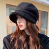 Beret Hat Women Winter Octagonal Hats For Women Retro Solid Color Velvet Newsboy Cap Female Keep Warm Gorro New Bucket Hat