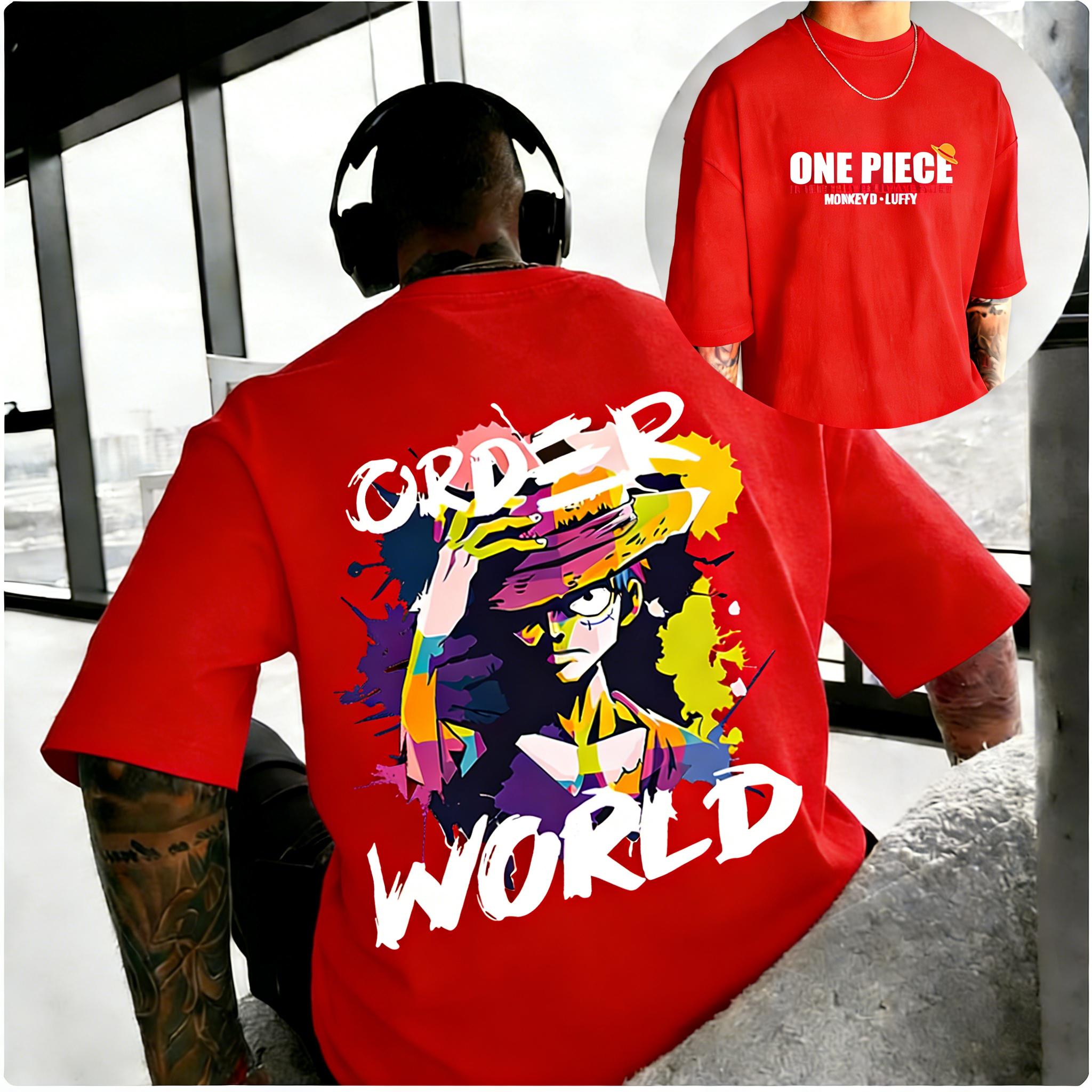 

Plus Size One Piece Anime Printed Summer Men and Women Tshirt Casual Parent Child Top Fashion Harajuku Style Y2K Street Wear S