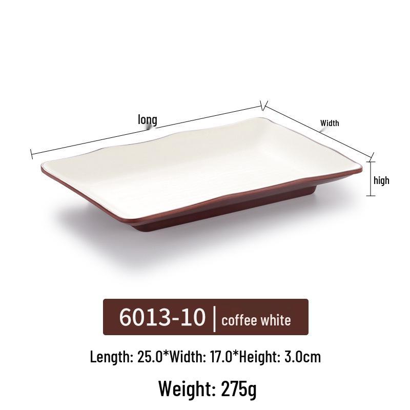 Melamine Rectangular Plate for BBQ & Side Dishes - Imitation Porcelain Tableware