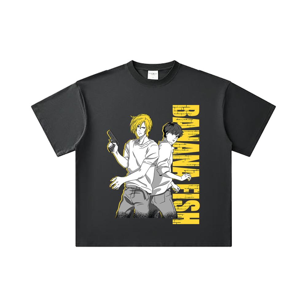 260 GSM Double Yarn 32 Count 100% Cotton Banana Fish V1 Print Unisex Heavy Cotton T Shirt… More