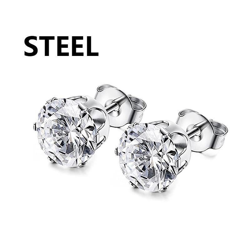 1 Pairs Punk Multiple Stainless Steel Stud Earrings Men Women Gothic Cross Round Street Pop Hip Hop Ear Stud Piercing Zircon