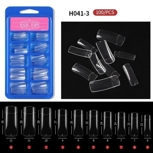 100pcs/box Clear Transparent Seamless Fake Nails Full Coverage False Nails Tips Short T-shaped Full Sticker For Nails Manicures