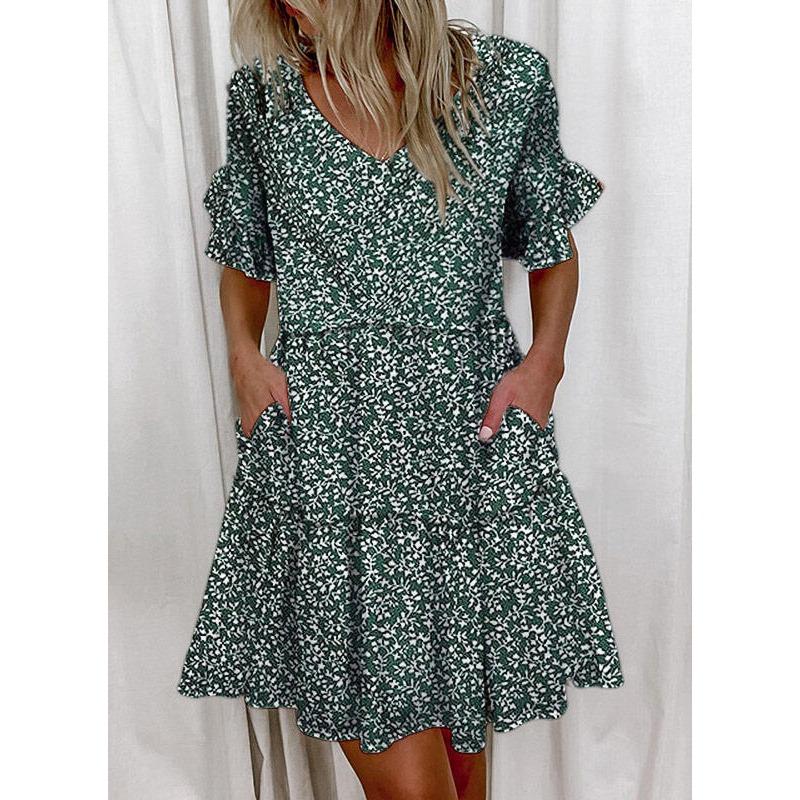 BITCED Fashion Summer Spring Short Sleeve V-Neck Casual Dresses