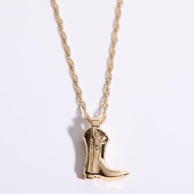 Women Girl Christmas Jewelry Gift Women Birthday Cowboy Boot Pendant Clavicle