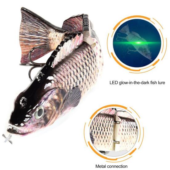 13.5CM/39.3G/54G Electric Multi-Jointed Fishing Lure with Float USB Rechargeable LED Luminous Swimbait Robotic Artificial Bait Fishing Accessories