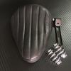 Black Motorcycle Roll Leather Solo Seat & Spring + Saddle Bracket Universal For Harley Sportster 883 XL Chopper