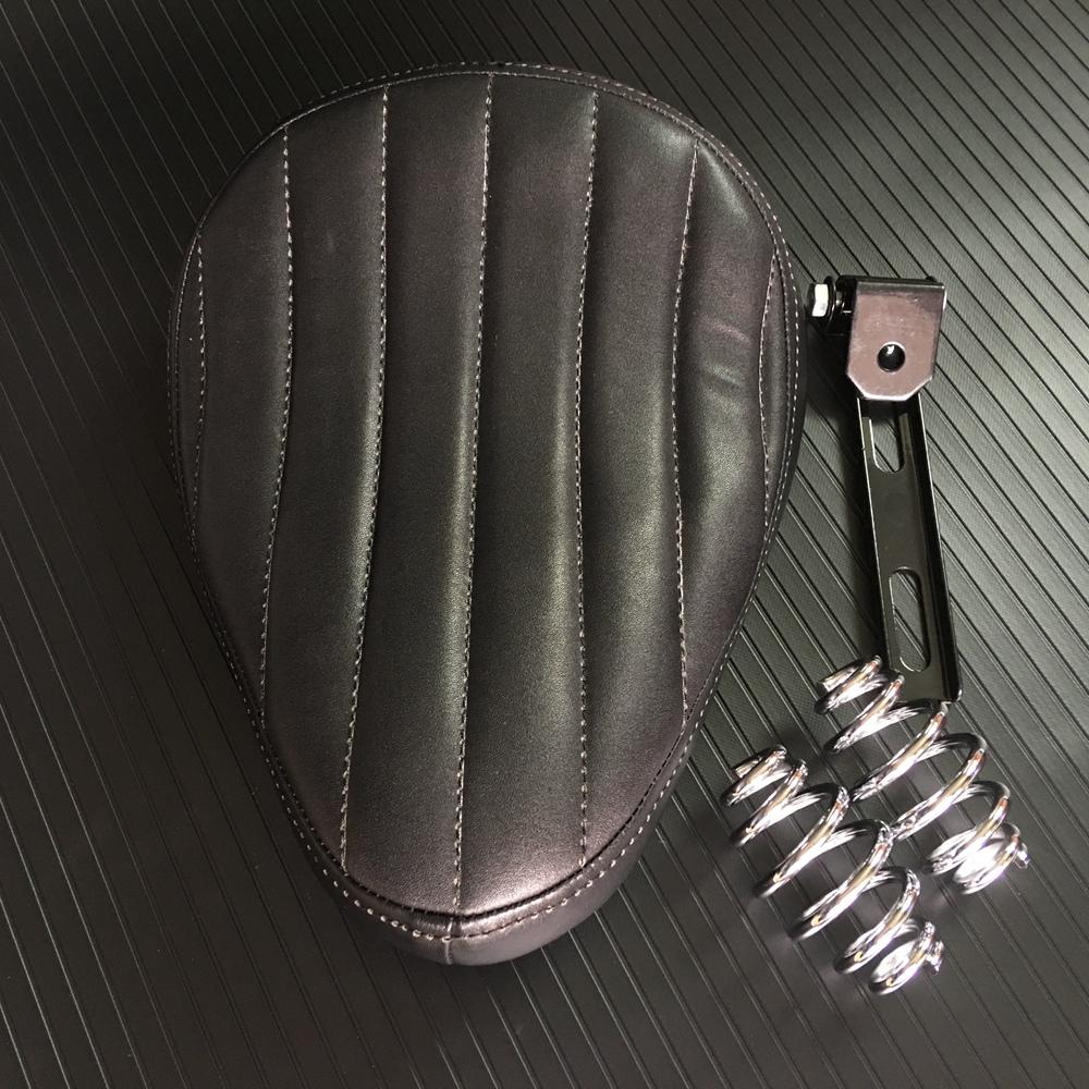 Black Motorcycle Roll Leather Solo Seat & Spring + Saddle Bracket Universal For Harley Sportster 883 XL Chopper