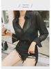 Chic Black Sheer Chiffon Shirt - Stylish and Sexy 2023 Mature Fashion Top