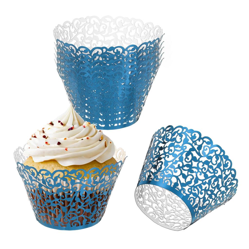 50pcs Baking Cups Standard Vine Decoration Laser cut Cupcake Wrappers Cake Toppers for Anniversary Birthday Weddings Parties