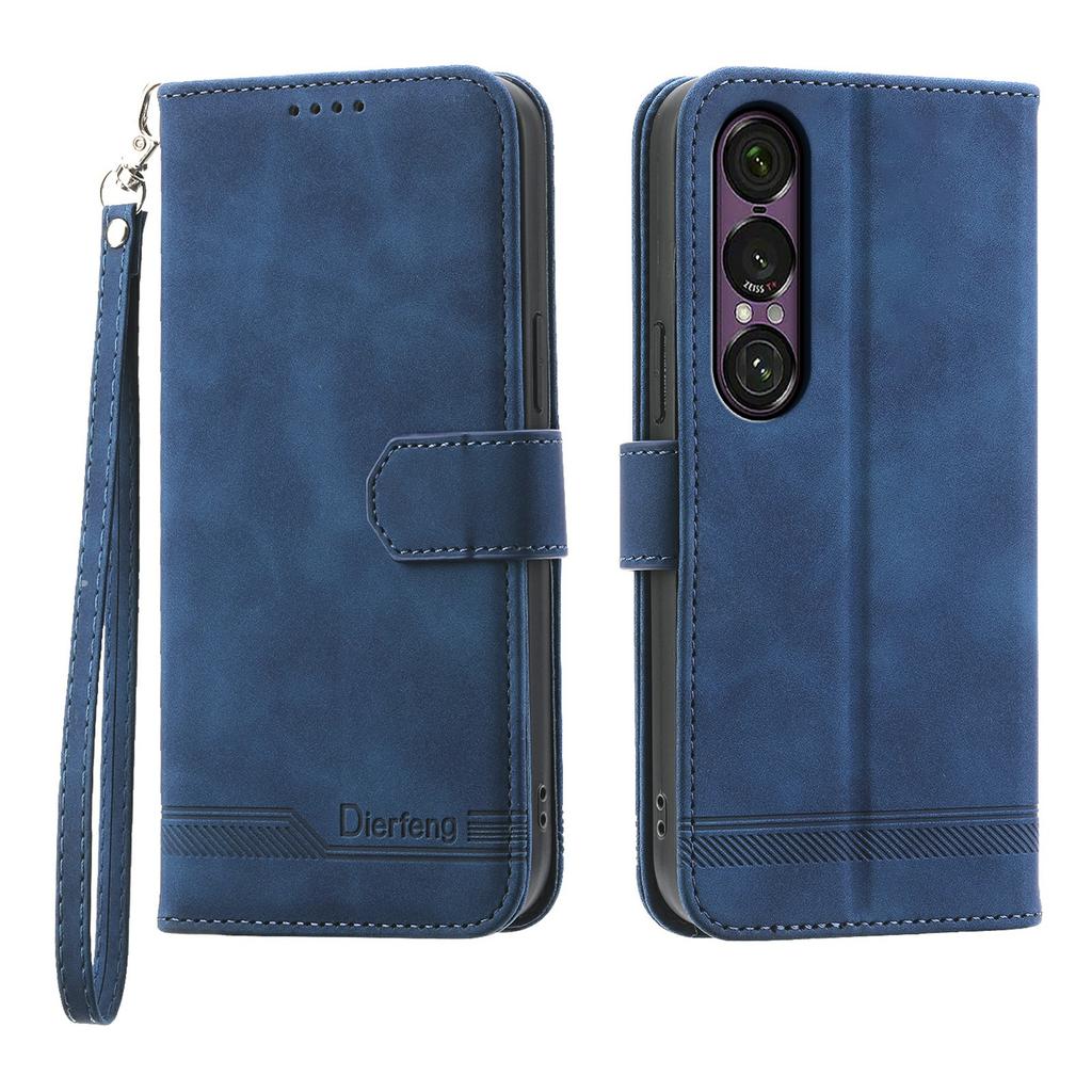 DIERFENG DF-03 For Sony Xperia 1 VII Case Lines Imprint Wallet Leather Phone Cover