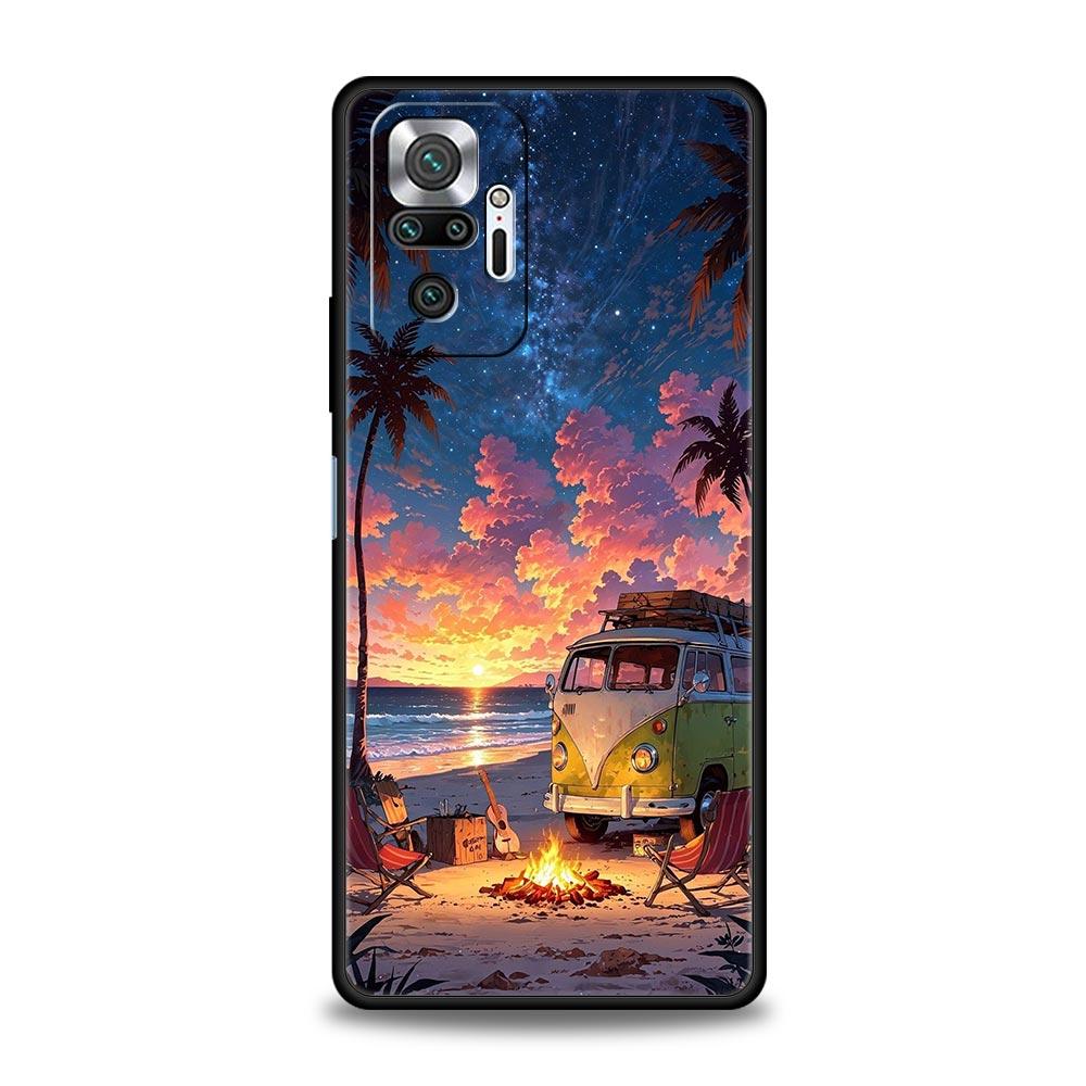 OO0724_Combi Van Car Outdoor Camping Phone Case For Xiaomi Redmi Note 14 13 5G 10 11 12 Pro Plus 4G 14C 13C 12C 10C Black Cover