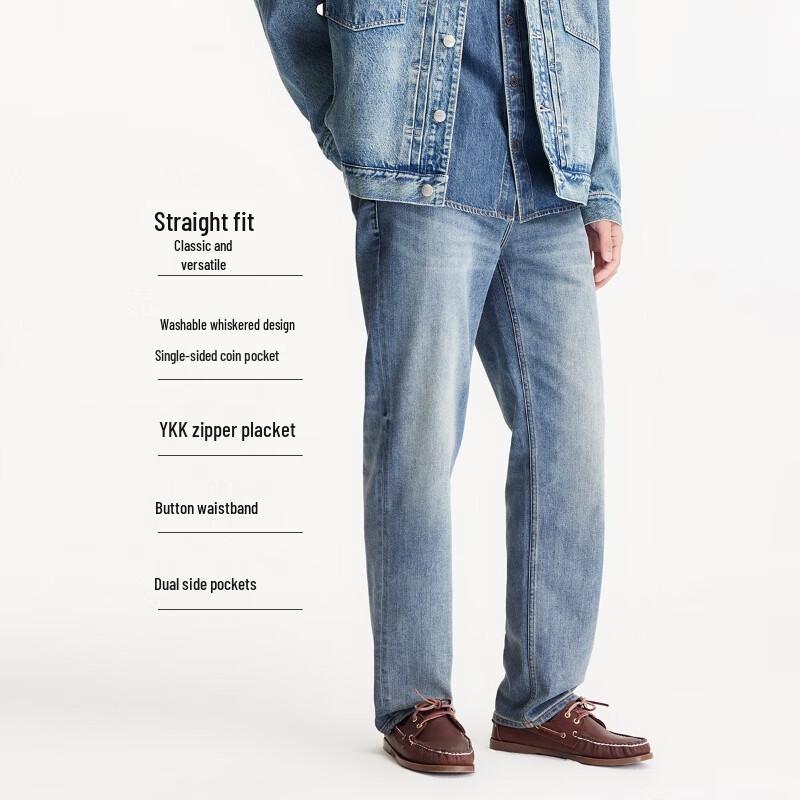 Calças Jeans Masculinas Jack & Jones de Corte Reto Lavadas