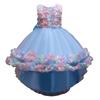 Children's Gowns Mesh Flower Runway Dresses Children's Gowns Tail Princess Dresses Middle and Large Children's Performance Costumes