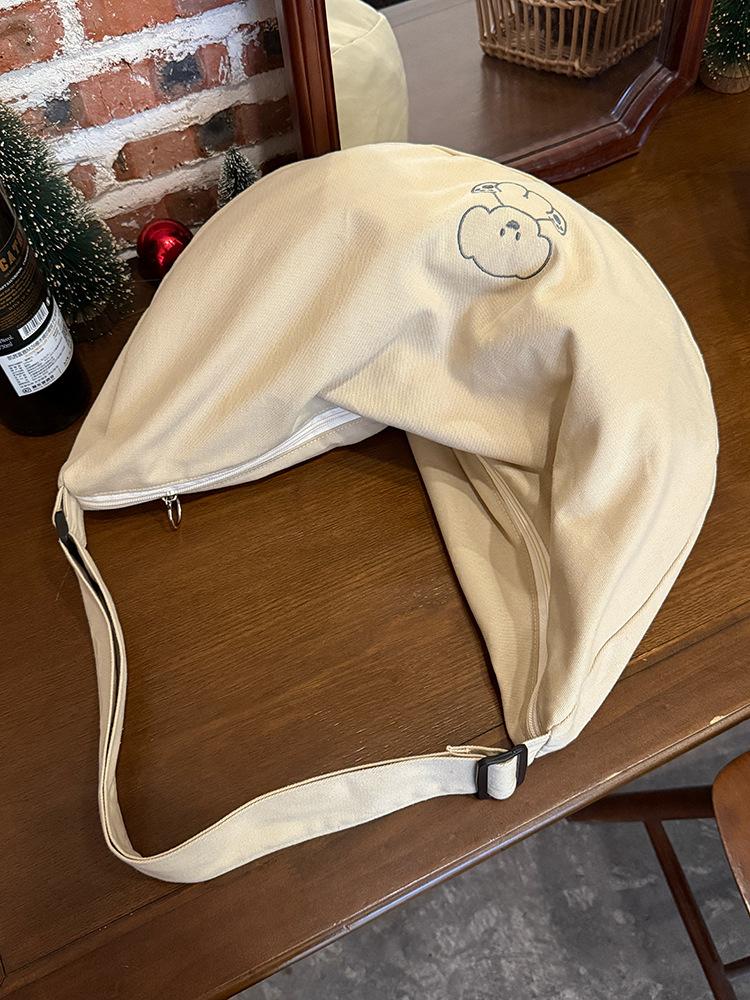 Korean large-capacity puppy embroidered messenger bag new casual versatile shoulder tote bag niche commuter canvas bag