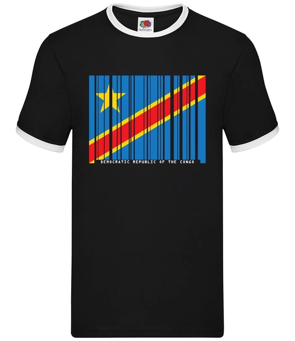 Democratic Republic of the Congo Barcode Style Flag - Mens Ringer - DR XXL