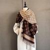 Elegant Houndstooth Scarf Imitation Cashmere Soft Warm Versatile Shawl Coldproof Windproof Blanket Scarf Two Sides Autumn Winter