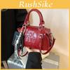 Letter Compact Pu Boston Bag With Seam Details For Casual Outings