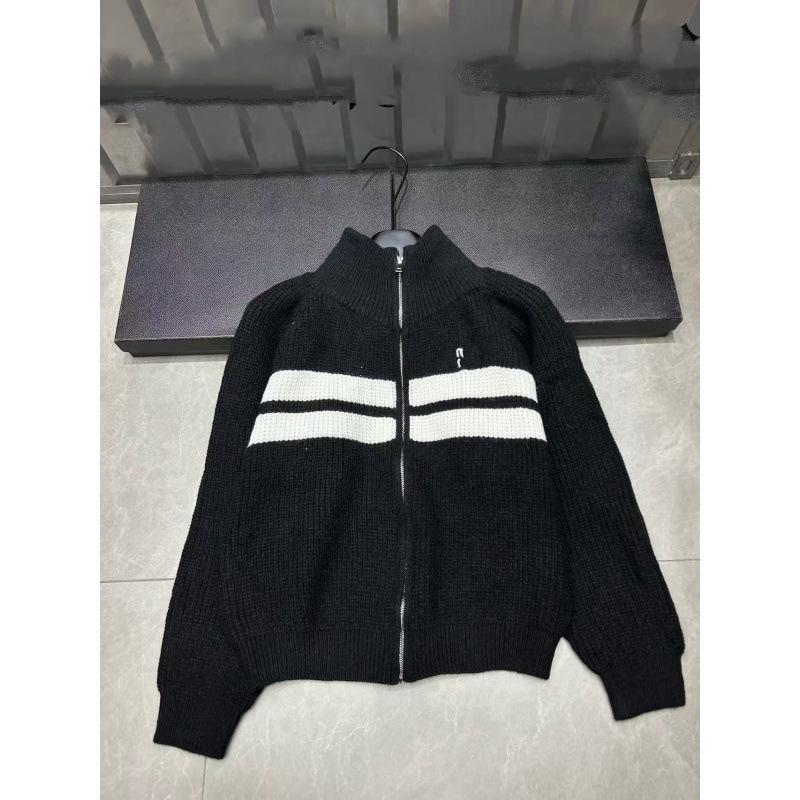 Miu Style Embroidered Stand Collar Knit Cardigan - Versatile Lazy Fit