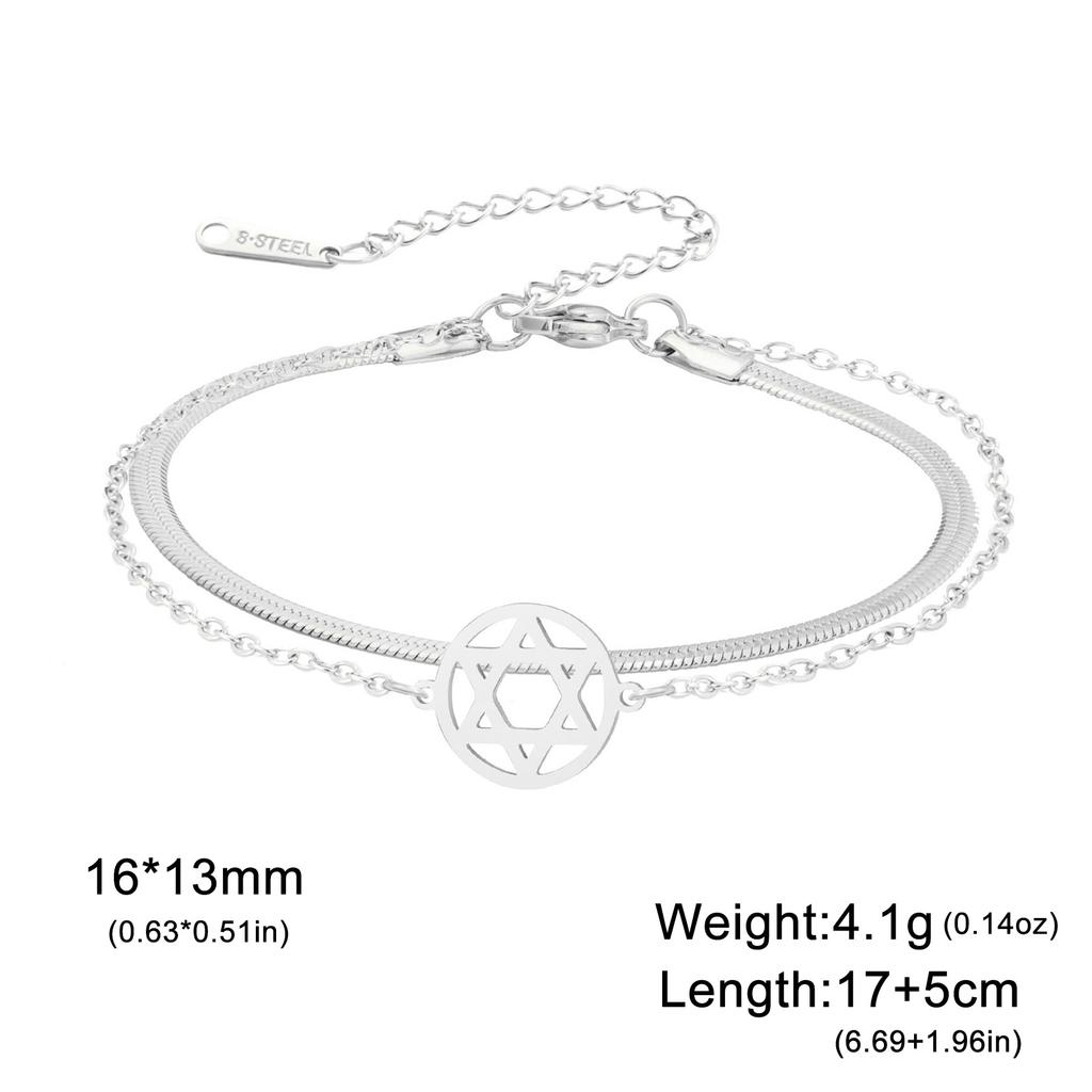Hexagonal Star Pendant Bracelet Stainless Steel Men's and Women's Classic David Star Talisman Bracelet Couple Jewelry Gift