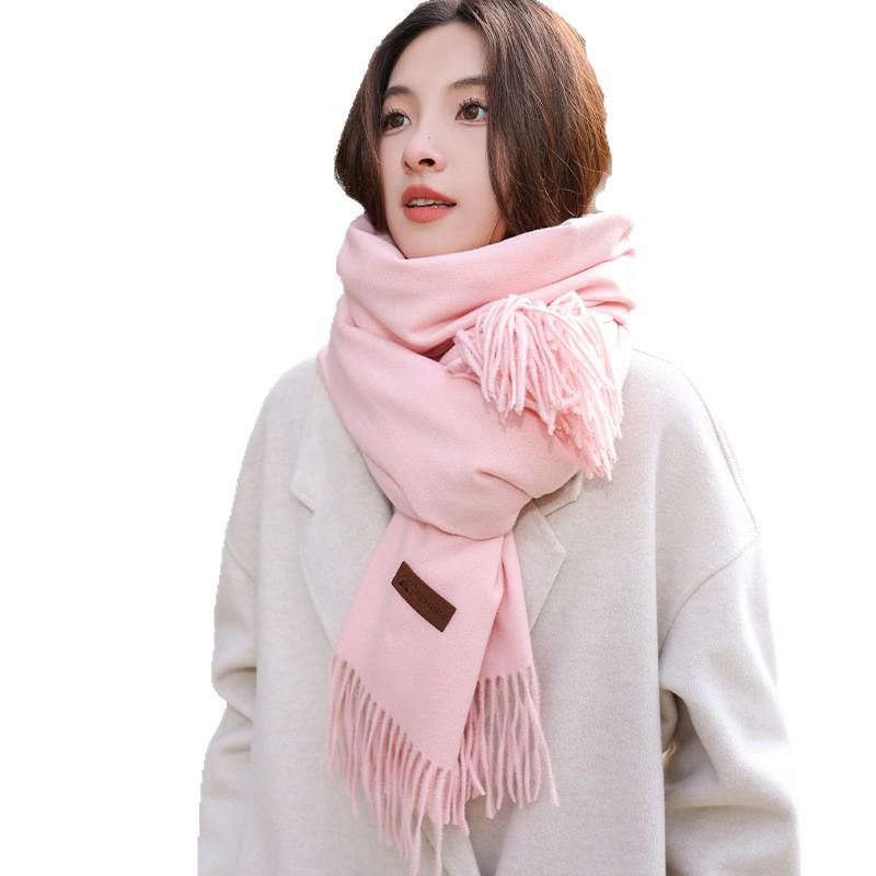 Women's High-End Winter Scarf: Fresh Solid Color Neck Warmer and Thickened Shawl