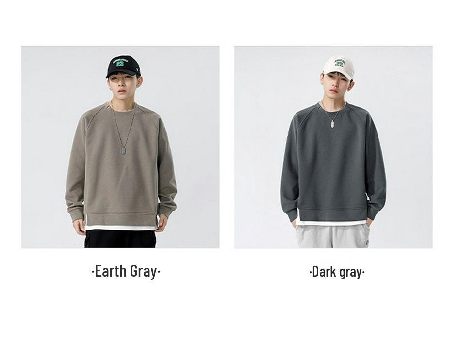 2025 Herbst/Winter Trendiger Schwerer Herren-Kapuzenpullover im Fake-Zweiteiler-Look - Lässig Locker Rundhals Langarm