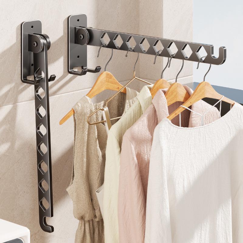 No-Drill Invisible Wall-Mounted Clothes Drying Rack - Stainless Steel for Balcony or Bathroom